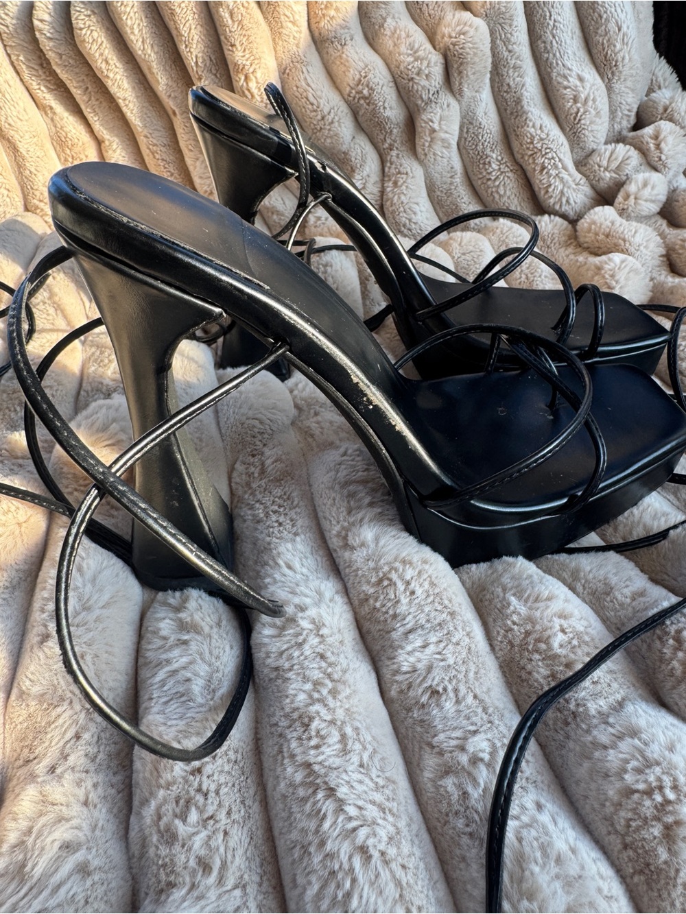 Jeffrey Campbell Black Strappy Platform Block Heels